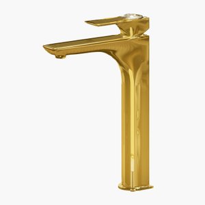 Torneira Monocomando - Banheiro -Bica Alta - Konnen - Crystal - Gold