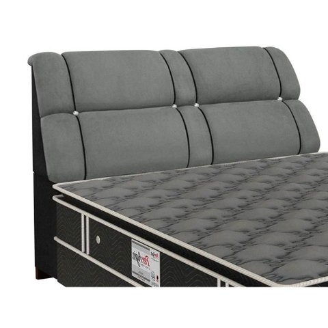Painel de Cama Box Estofada King Imperador Suede Cinza/negro - Simbal