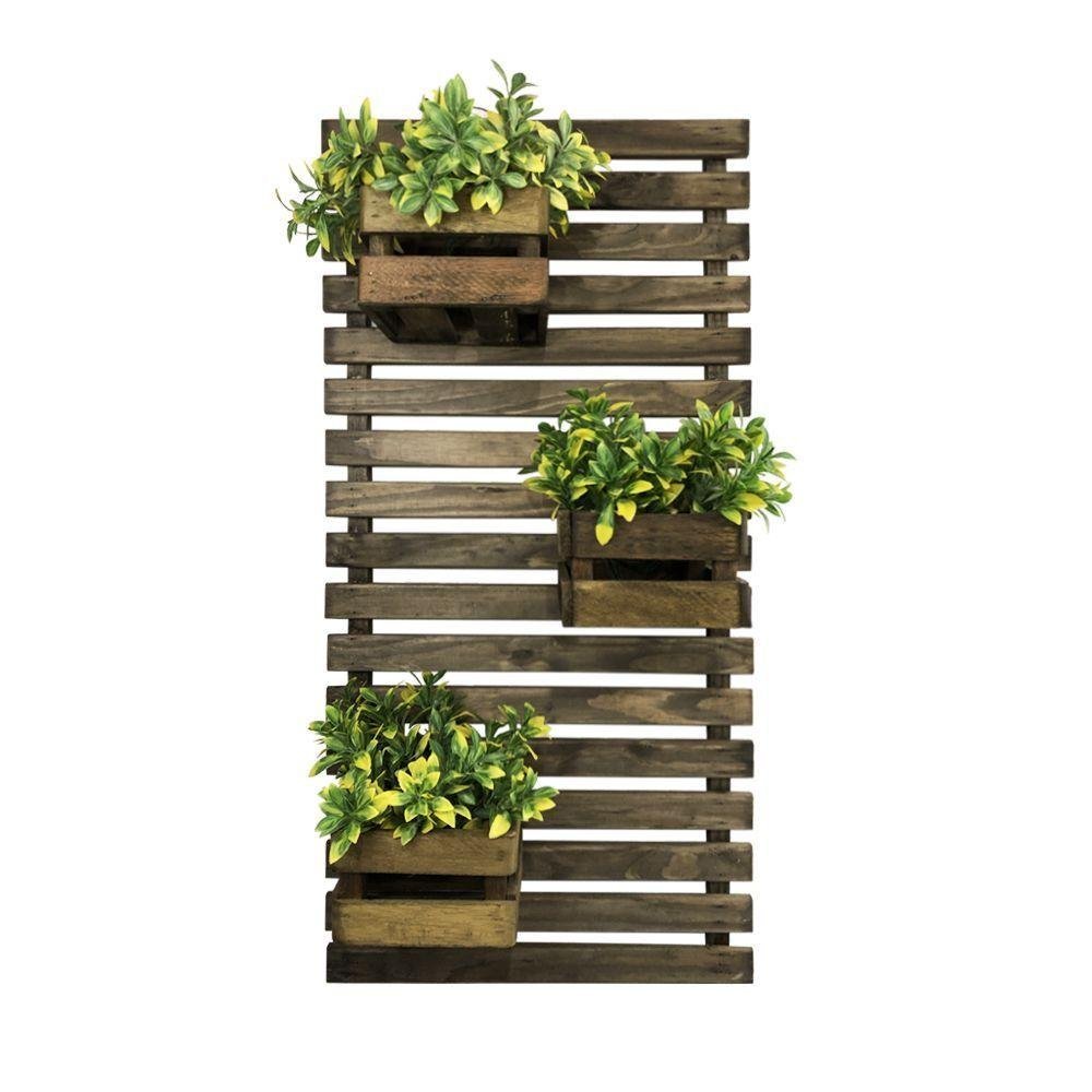 Suporte Para Flores E Plantas Vertical Madeira 100X50 Imbuia Claro