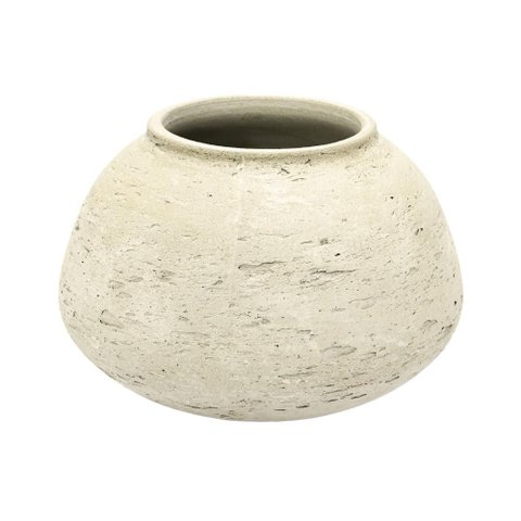 Vaso Decorativo Rustico de Cimento Cinza Claro 17x23cm