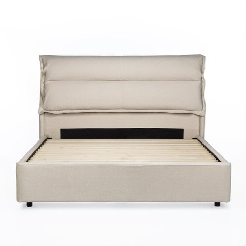 Cama Estofada Emaya Queen 122 Cm X 180 Cm Bege