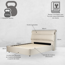 Ver imagem 2 de Cama Queen Emaya com Cabeceira Estofada Aveludado 218cm x 180cm Bege Casavee