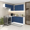 Ver imagem 1 de Cozinha 5 Peças com Rodapé Pérola Yescasa Azul/Branco