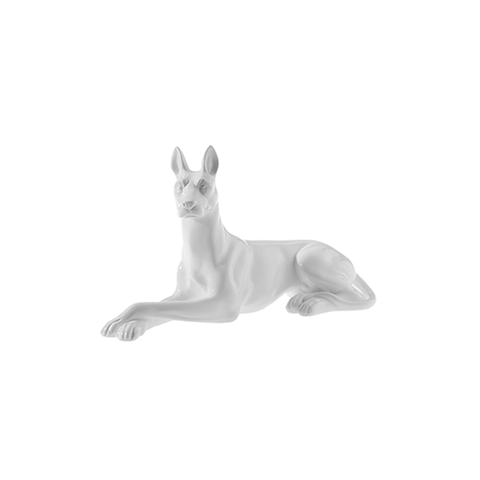 Escultura Estátua Peça Decorativa Cachorro Deitado 22cm:branco Brilho