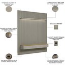 Ver imagem 5 de Painel Ripado para TV 85 pol com Bancada Orgânica e Prateleira LED 258cm Slats L05 Tauari Gris