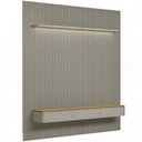 Ver imagem 2 de Painel Ripado para TV 85 pol com Bancada Orgânica e Prateleira LED 258cm Slats L05 Tauari Gris