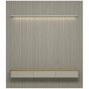 Ver imagem 7 de Painel Ripado para TV 85 pol com Bancada Orgânica e Prateleira LED 258cm Slats L05 Tauari Gris