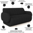 Ver imagem 4 de Sofá 2 Lugares Sala Living Orgânico 168cm Fávara K01 Veludo Preto - Lyam Decor