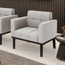 Ver imagem 1 de Poltrona Decorativa Karen Pés Fixo em Madeira Preto Veludo Cinza G19 - Gran Belo