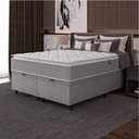 Ver imagem 1 de Cama Box Baú Casal Queen Colchão Molas Ensacadas Pillow Top Perfect 158x198x74 Cinza/Branco