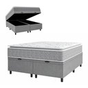 Ver imagem 1 de Cama Box Baú Casal Queen Colchão Molas Ensacadas Pillow Top Perfect 158x198x74 Cinza/Branco
