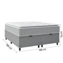 Ver imagem 4 de Cama Box Baú Casal Queen Colchão Molas Ensacadas Pillow Top Perfect 158x198x74 Cinza/Branco