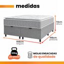 Ver imagem 3 de Cama Box Baú Casal Queen Colchão Molas Ensacadas Pillow Top Perfect 158x198x74 Cinza/Branco