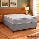Ver imagem 2 de Cama Box Baú Casal Queen Colchão Molas Ensacadas Pillow Top Perfect 158x198x74 Cinza/Branco