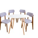 Ver imagem 2 de Kit Mesa Jantar 90cm Branca & 4 Cadeiras Estofadas Linho Cinza-Claro