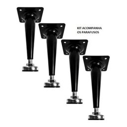 Pé Cônico Regulável para Móveis Caad 12cm Preto 2 Peças+Paraf - 1