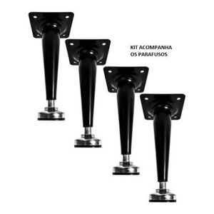 Pé Cônico Regulável para Móveis Caad 12cm Preto 2 Peças+Paraf