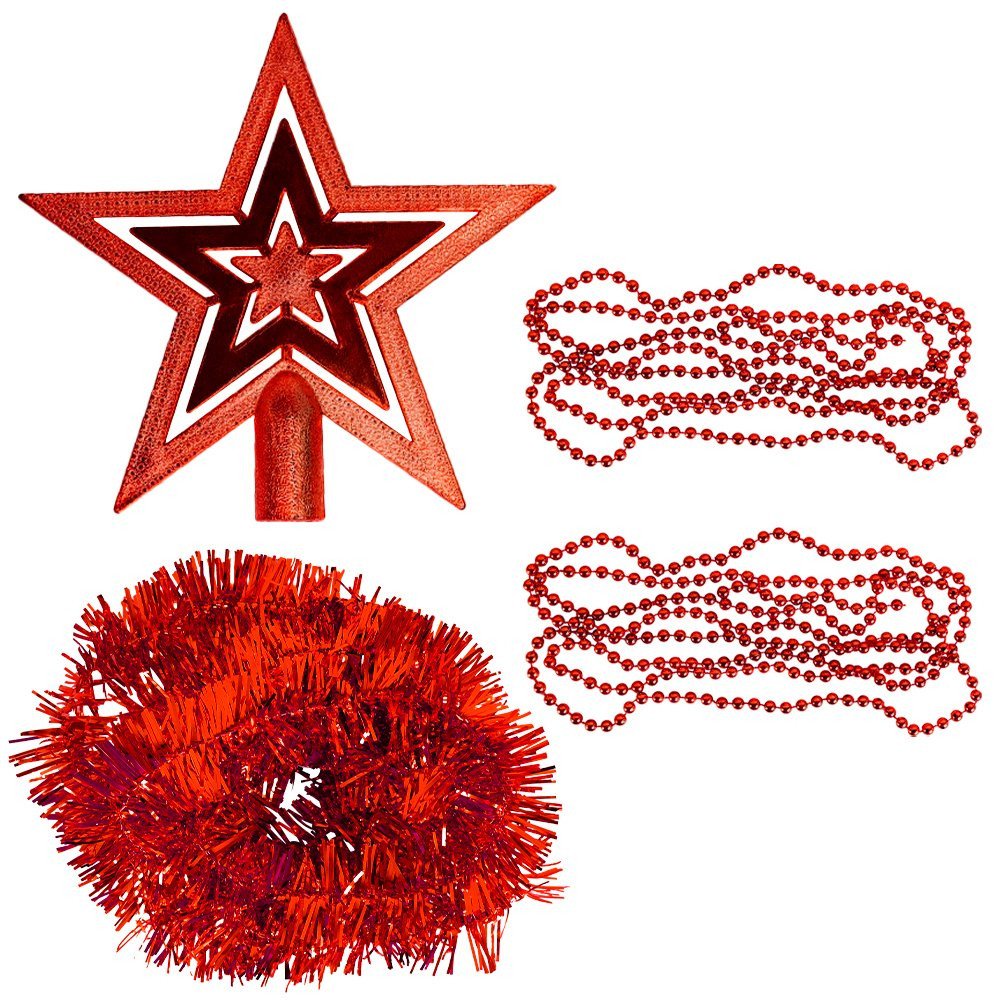 Kit 44 Enfeites para Árvore de Natal com Estrela Vermelho - 6