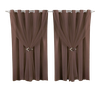 Cortina Microfibra com voil 2,80x2,80 Para Trilho Suíço:Marrom-escuro - 1
