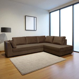 Sofá de Canto 5 Lugares - Sued Aveludado - Oni001:marrom