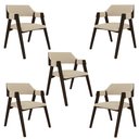 Ver imagem 2 de Kit 5 Cadeiras Sala de Jantar e Jogos Carteados Madeira Maciça Poker Linho Offwhite/capuccino G42 -