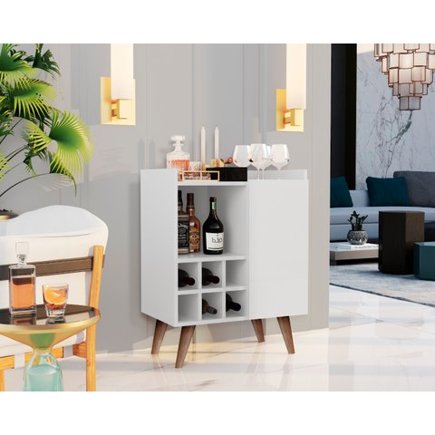 Aparador Buffet Adega Bar 1 Porta 6 Garrafas Saint Cor Branco - Comprar Moveis em Casa