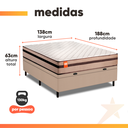 Ver imagem 4 de Cama Box Baú Casal Molas Ensacadas Bege Bali 138x188x63cm