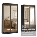 Ver imagem 6 de Conjunto 2 Guarda-Roupas 4 Portas de Correr com 4 Espelhos Preto/Rustic Tokio Madesa