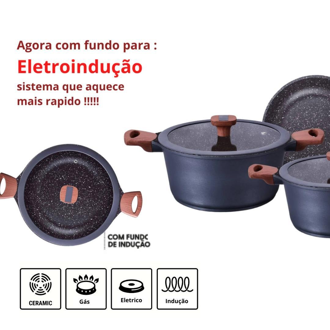 Conjunto de Panelas Fogão Indução 6pçs Antiaderente Ceramico - 5