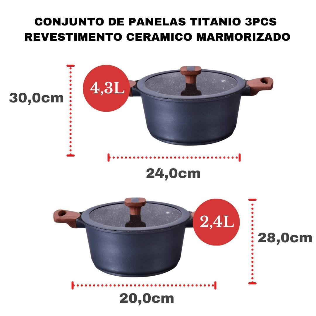 Conjunto de Panelas Fogão Indução 6pçs Antiaderente Ceramico - 4