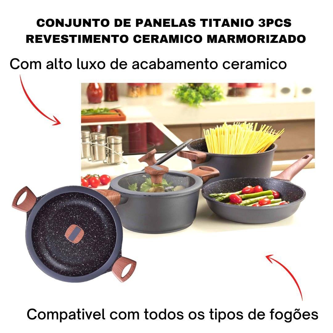 Conjunto de Panelas Fogão Indução 6pçs Antiaderente Ceramico - 2