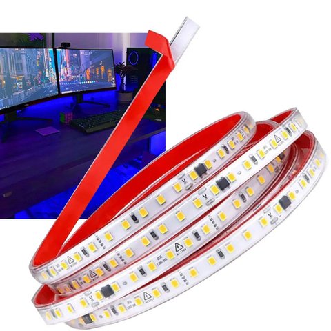 Fita Led Dupla Smd 3 Metros Dupla Face Iluminaçao Azul Decoraçao Teto Rebaixado Mesa Sala Quarto Cas