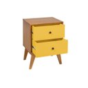 Ver imagem 2 de Mesa de Cabeceira Retrô 2 Gavetas - Amarelo