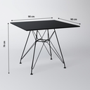 Ver imagem 2 de Mesa Eiffel Quadrada 90cm Tampo De Madeira Preto Com Base De Ferro Preto