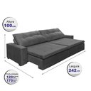 Ver imagem 5 de Sofá Retrátil e Reclinavel Oklahoma 2,42 Mts com Molas e Pillow no Assento Tecido Suede Cinza