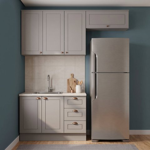 Cozinha Compacta 3 Peças 4 Portas 200cm com 3 Gavetas