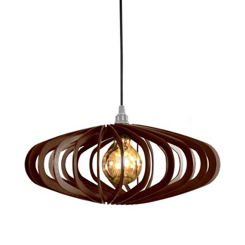 Pendente Egito, Luminária de Teto Cozinha e Sala, Lustre Gota Rústico em Madeira MDF (44x18cm) Vária