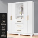 Ver imagem 1 de Guarda Roupa Capella 4 Portas 3 Gaveta Branco/Neve