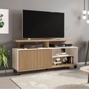 Ver imagem 1 de Rack Topázio para Tv até 52 Polegadas com 5 Rodízios Móveis Cinamomo/off-white/ripado