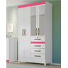 Guarda Roupa Sobral 4 Portas Com Espelho Branco / Rosa - Moval - 3
