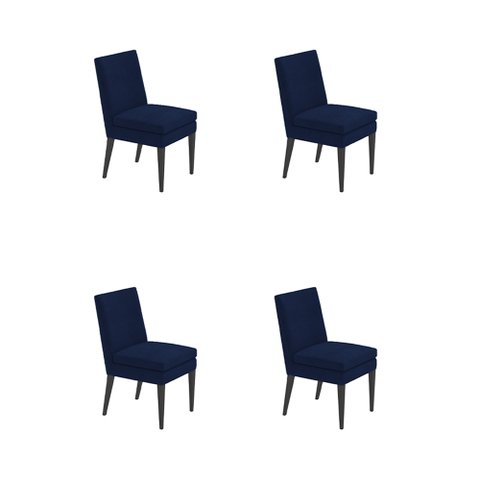 Kit 4 Cadeira de Jantar Germany Suede Azul Marinho Dominic Decor