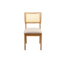 Ver imagem 3 de Cadeira Viena Madeira Maciça Sala de Jantar Assento Estofado e Palhinha:linho Dourado