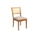 Ver imagem 1 de Cadeira Viena Madeira Maciça Sala de Jantar Assento Estofado e Palhinha:linho Dourado