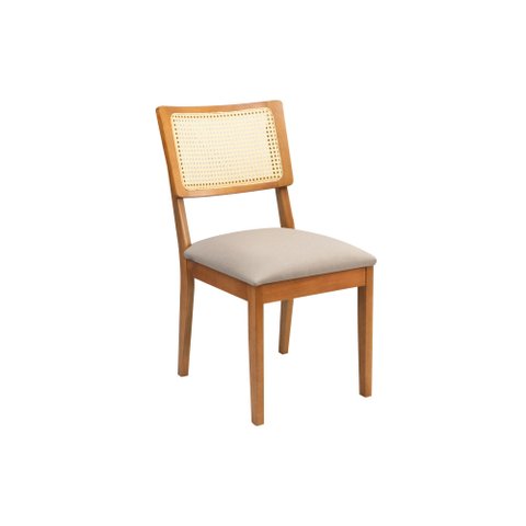 Cadeira Viena Madeira Maciça Sala de Jantar Assento Estofado e Palhinha:linho Dourado