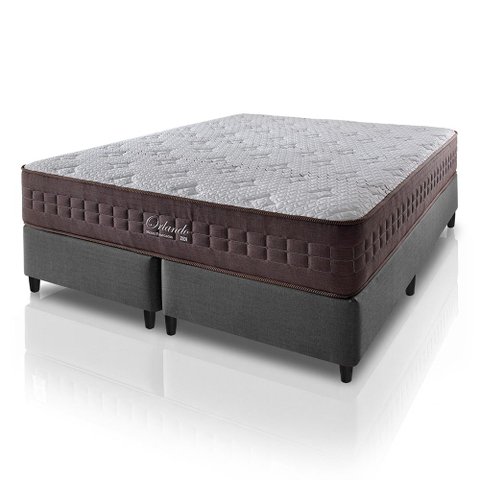 Cama Box Queen Cinza + Colchão Molas Ensacadas Zidi Orlando 158x198x67cm