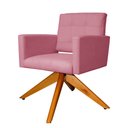 Ver imagem 3 de Poltrona Decorativa Camila Pés Madeira Giratório Suede Rosa - DS Estofados