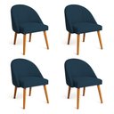 Ver imagem 1 de Kit 04 Cadeiras Poltrona de Jantar Luna Suede Pés Palito Castanho - Pallazio