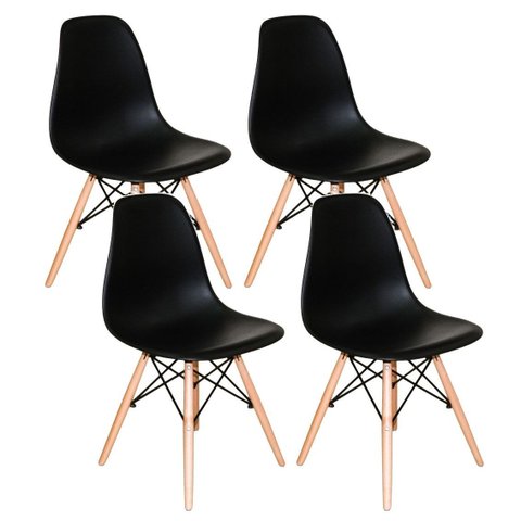 Kit 4 Cadeiras Charles Eames Eiffel Dsw em Polipropileno com Pés de Madeira Clara Versátil e Elegant