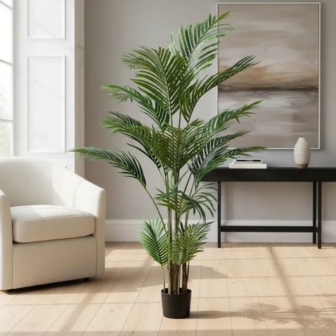 Palmeira Areca Artificial Grande para Decoração Sala 2.10m, Planta Decorativa para Casa e Eventos.