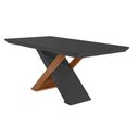 Ver mais imagens de Conjunto: Mesa de Cozinha Imperatriz Tampo Madeirado C/ Vidro Curvo 180x90 e 6 Cadeiras Imperatriz